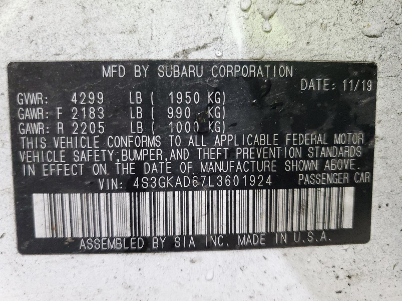 2020 SUBARU IMPREZA