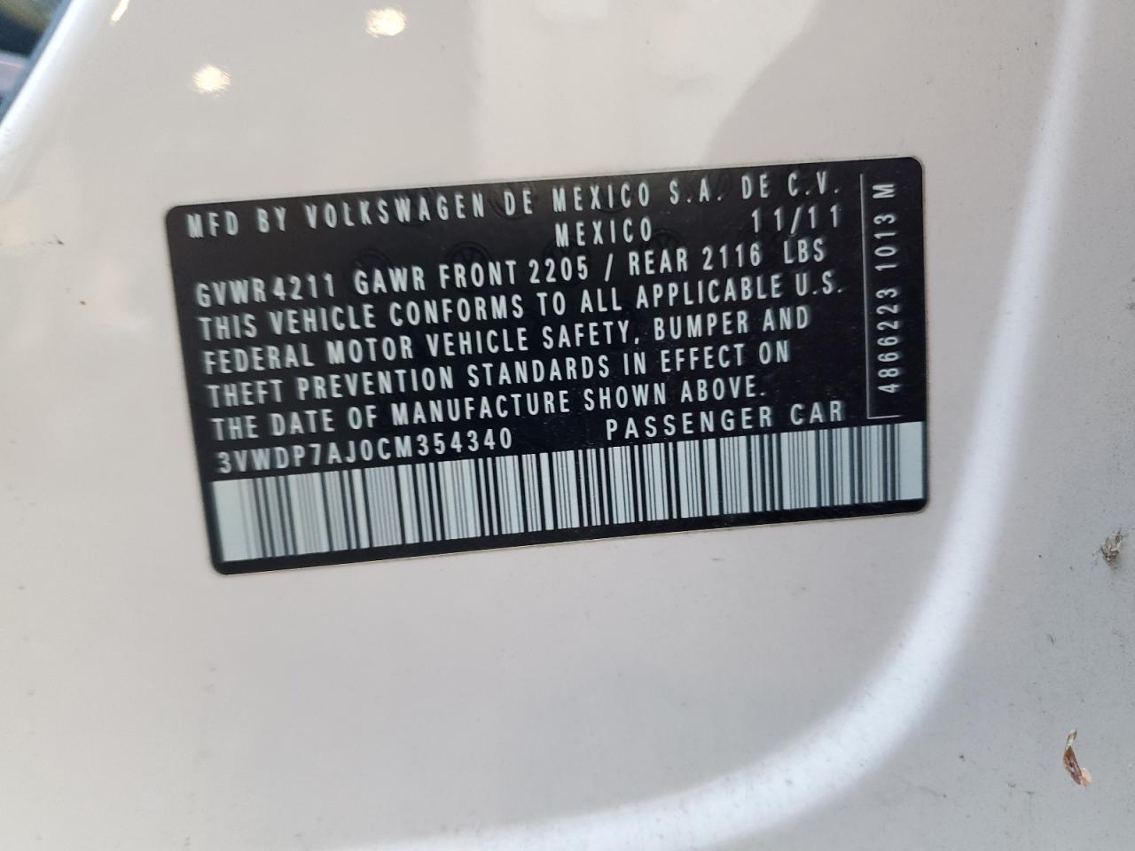 2012 VOLKSWAGEN JETTA