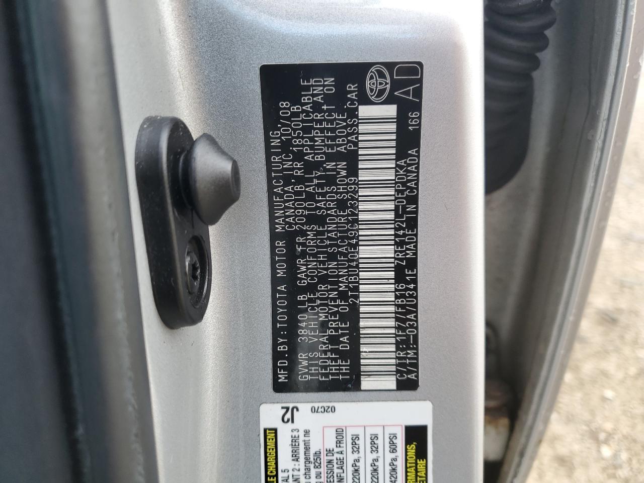 2009 TOYOTA COROLLA