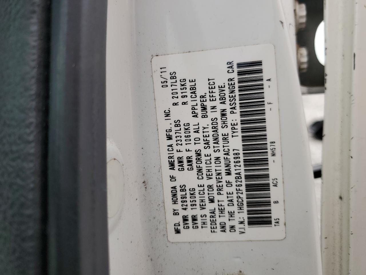 2011 HONDA ACCORD