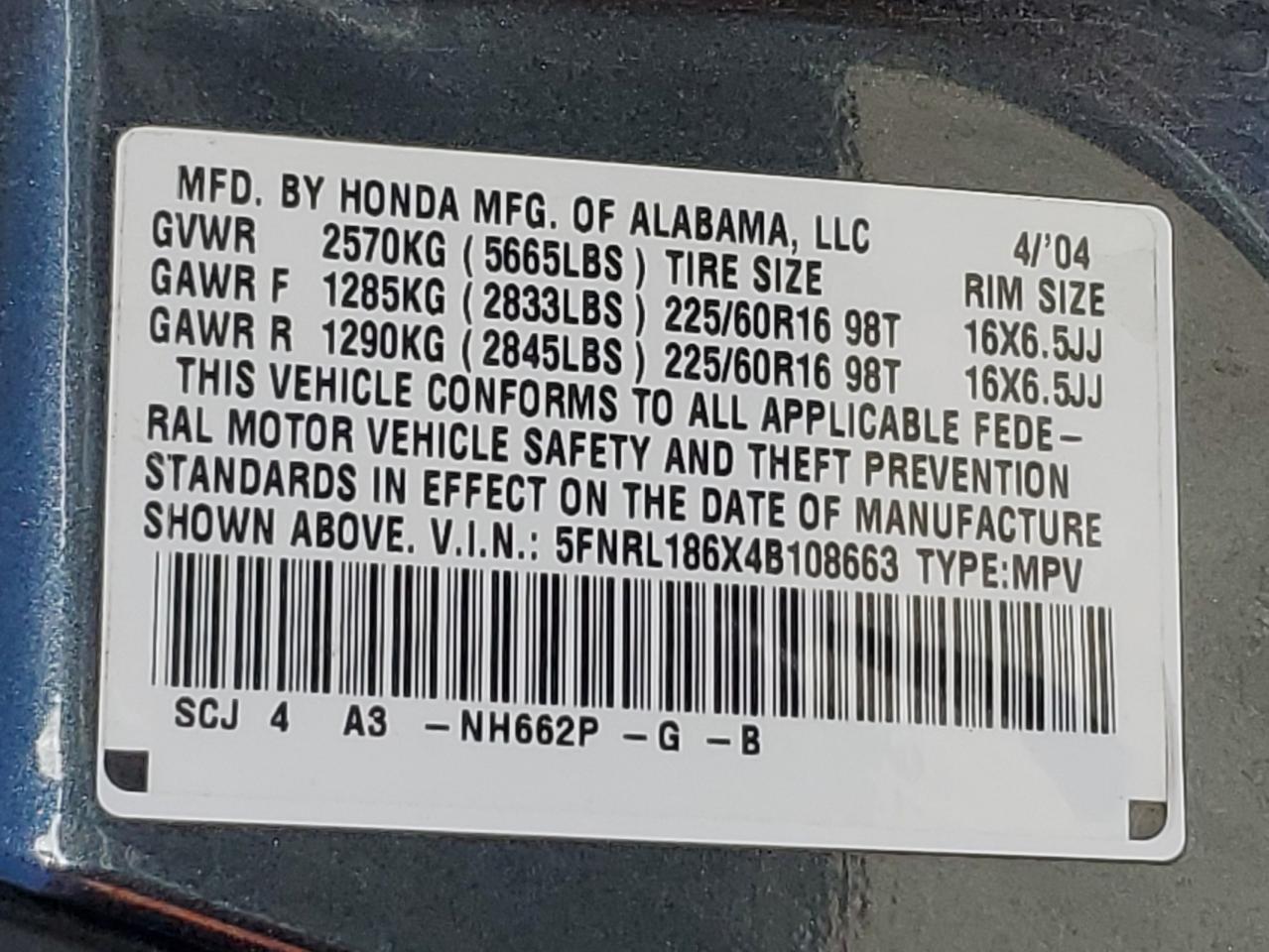 2004 HONDA ODYSSEY