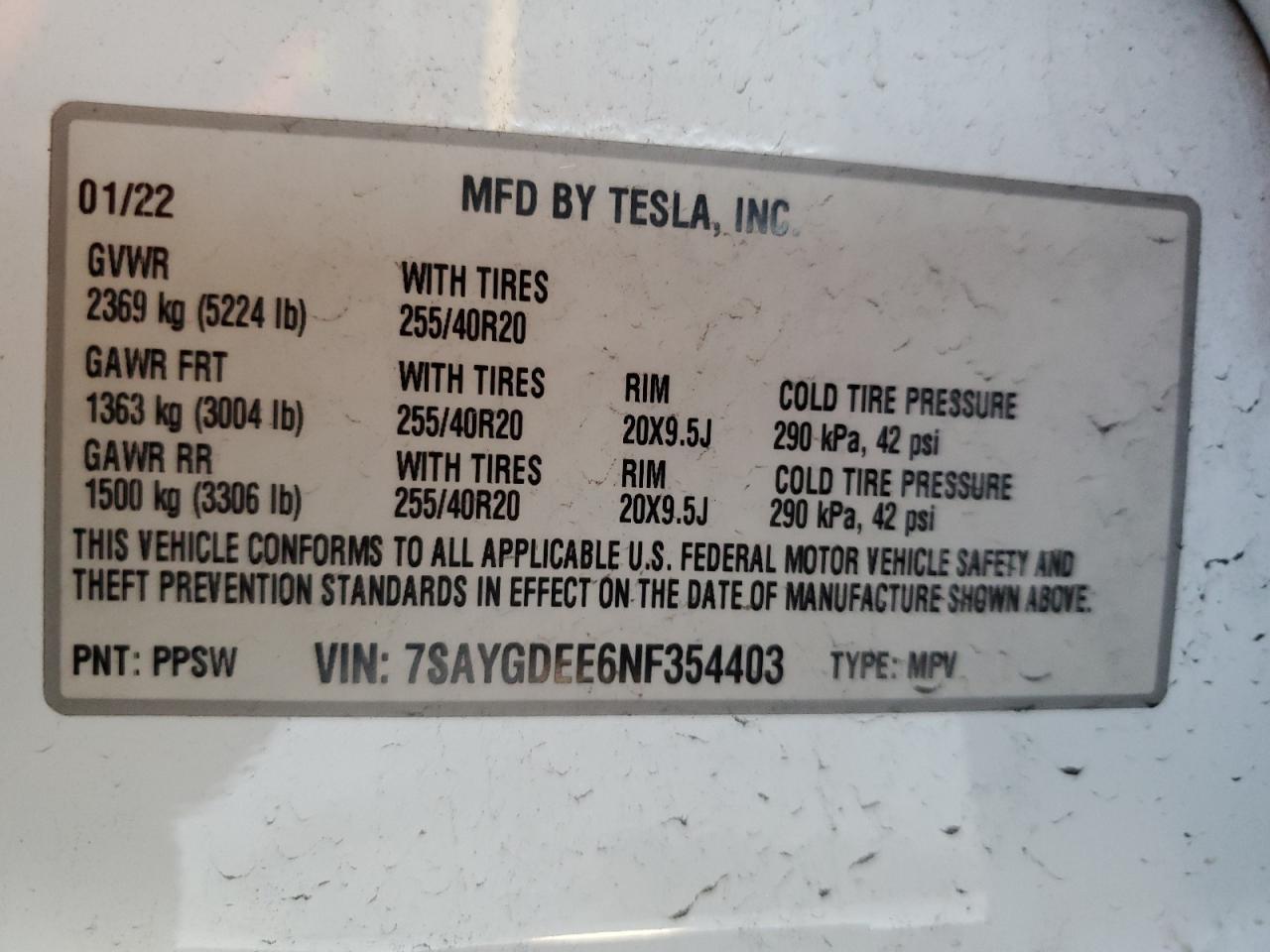 2022 TESLA MODEL Y