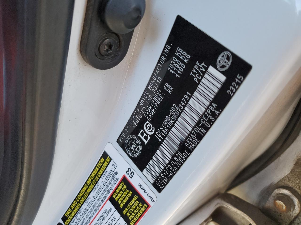 2019 TOYOTA CAMRY