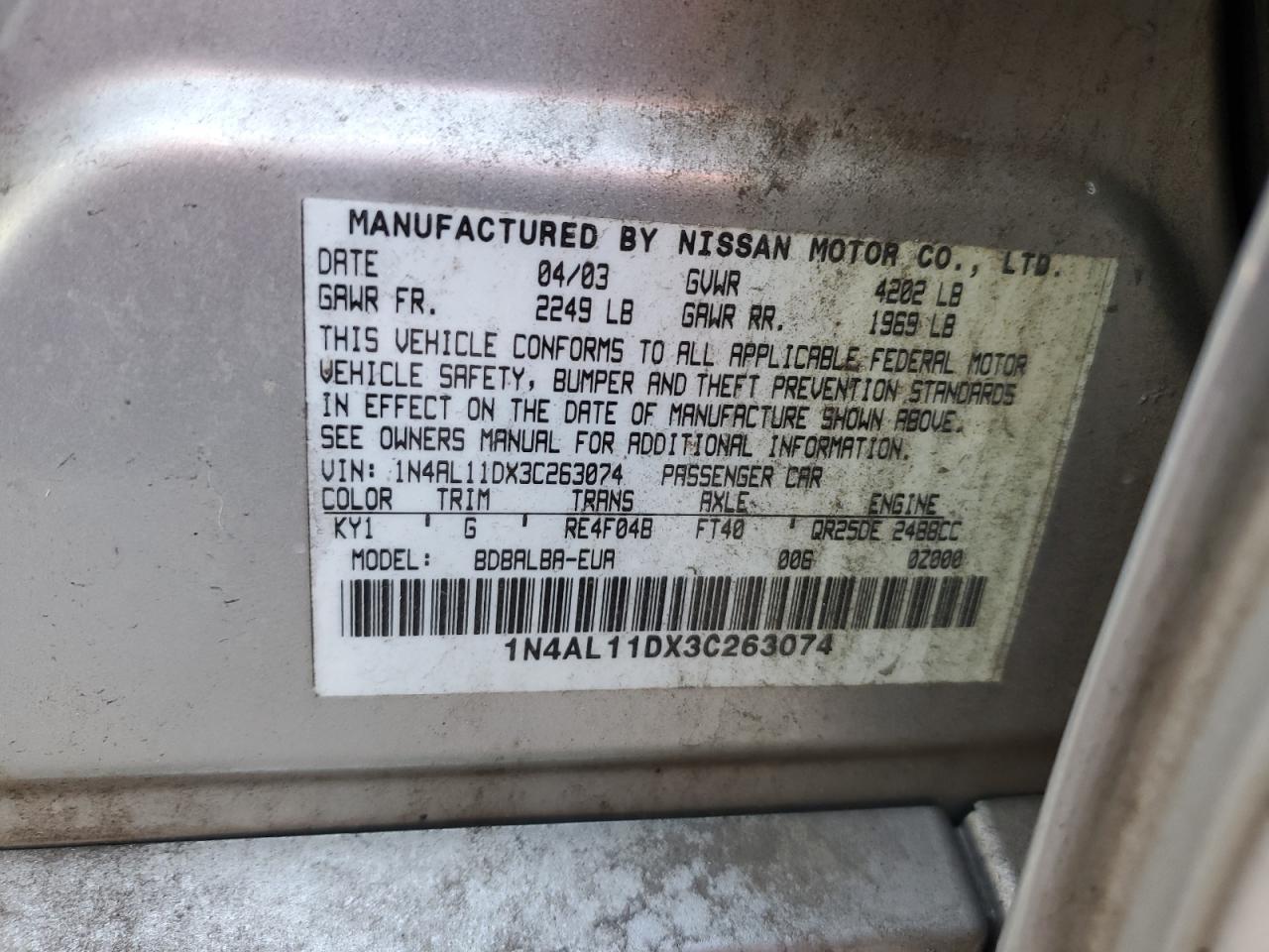 2003 NISSAN ALTIMA