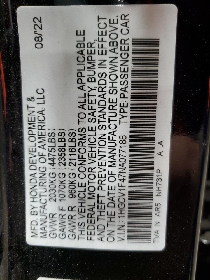 2022 HONDA ACCORD