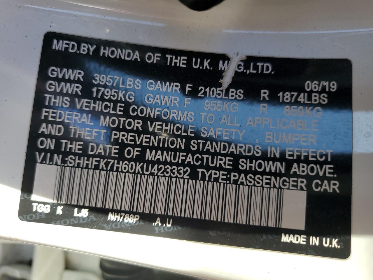 2019 HONDA CIVIC
