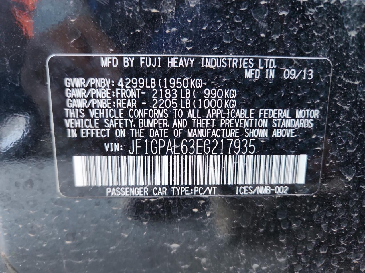 2014 SUBARU IMPREZA
