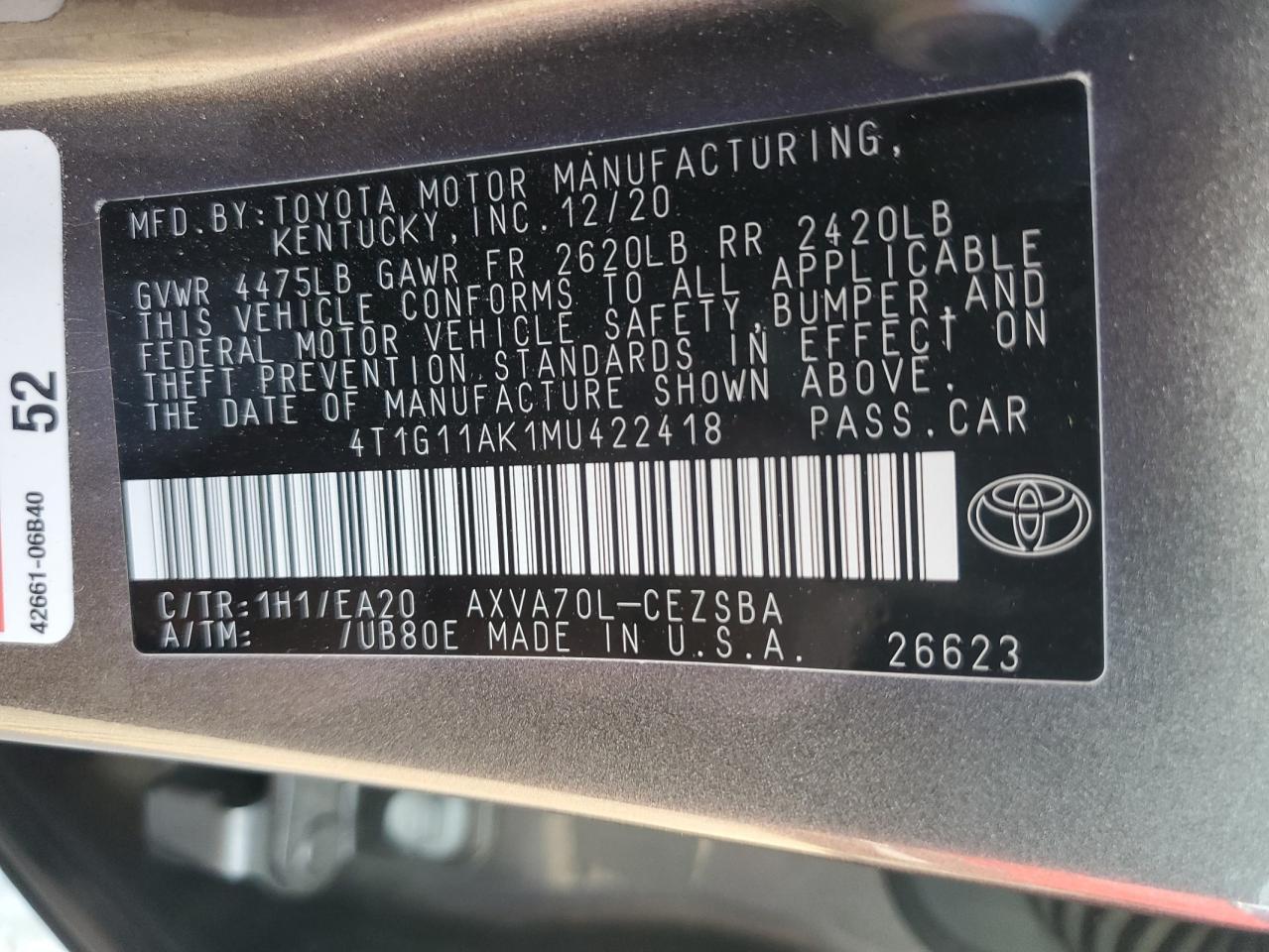 2021 TOYOTA CAMRY