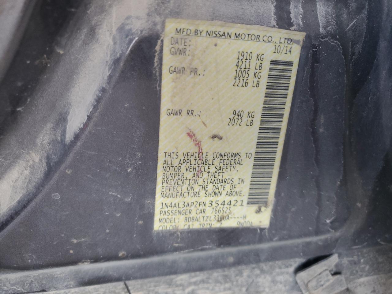 2015 NISSAN ALTIMA