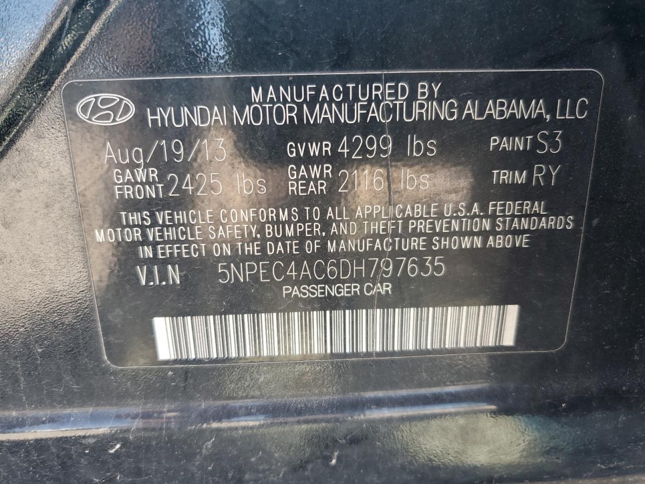 2013 HYUNDAI SONATA