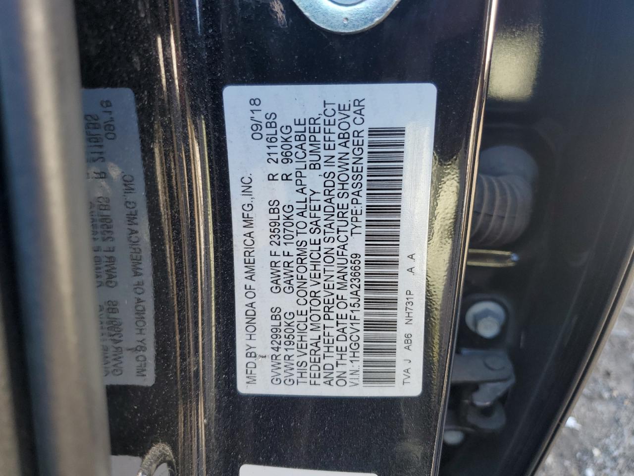2018 HONDA ACCORD