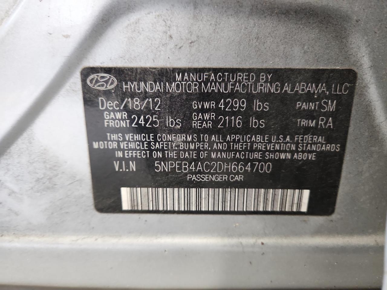 2013 HYUNDAI SONATA