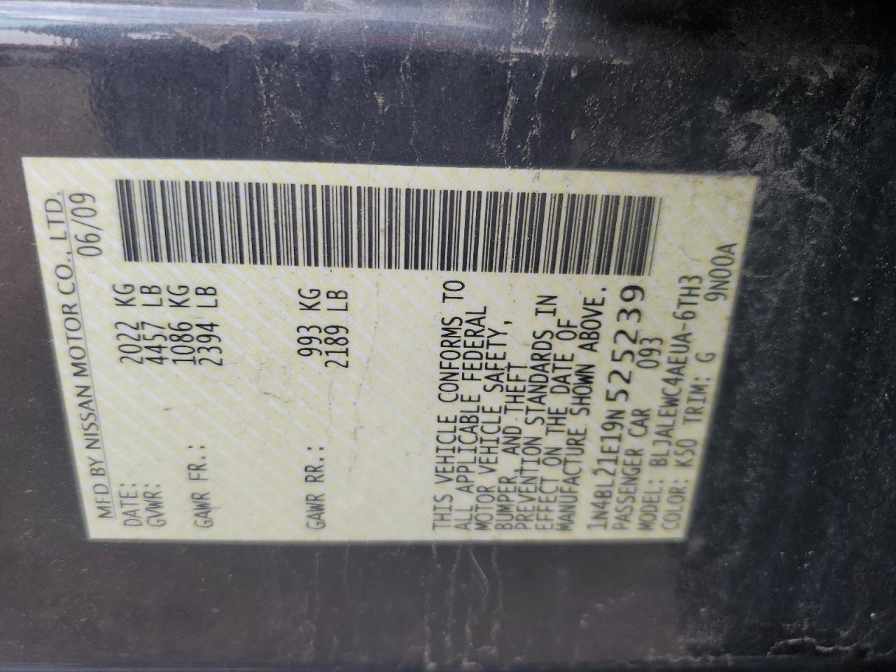 2009 NISSAN ALTIMA