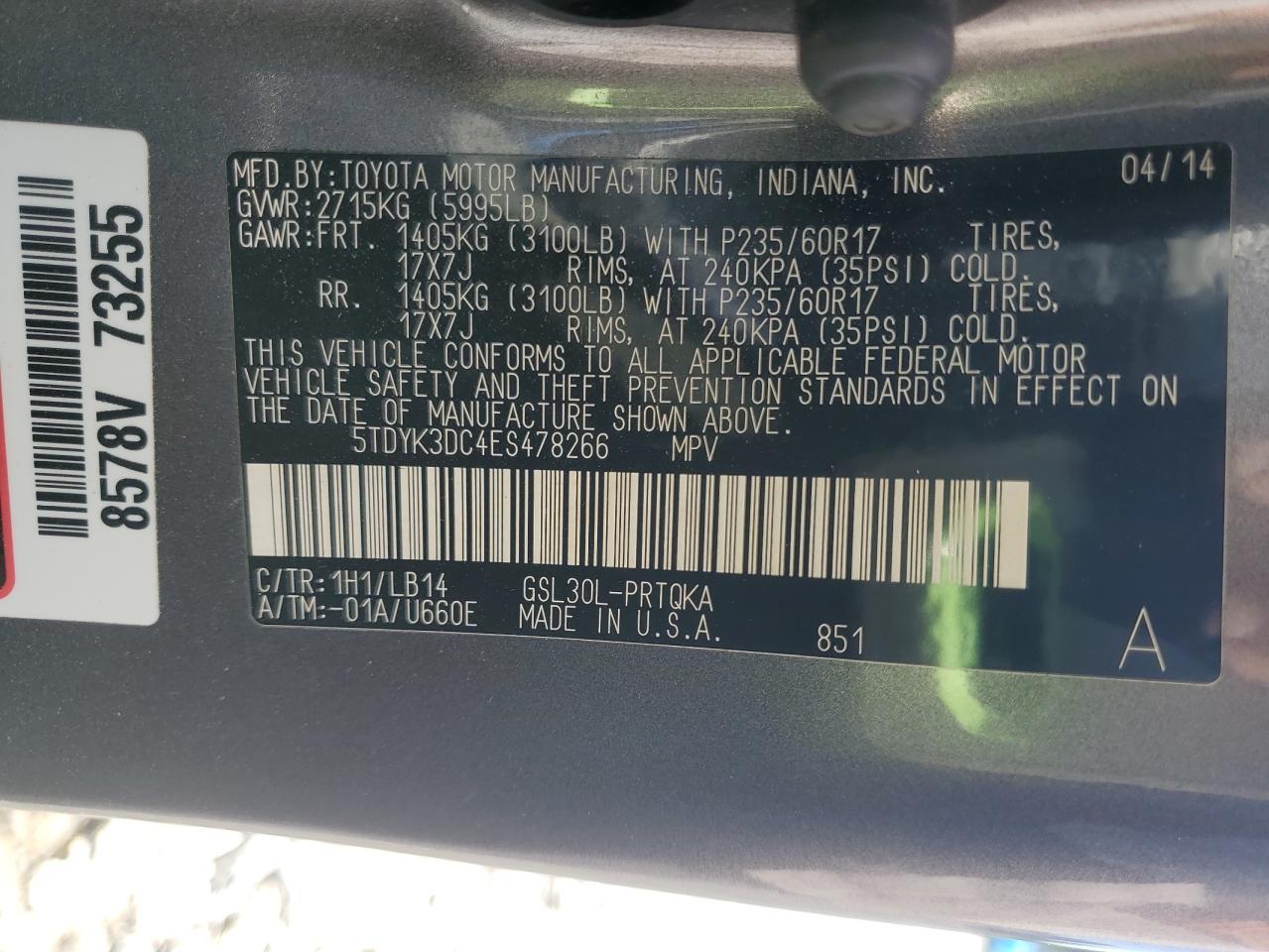 2014 TOYOTA SIENNA