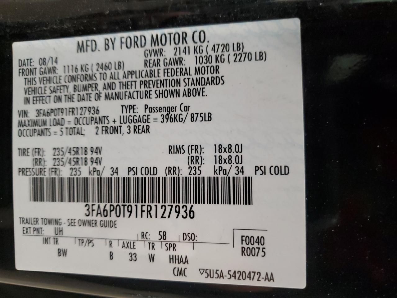 2015 FORD FUSION