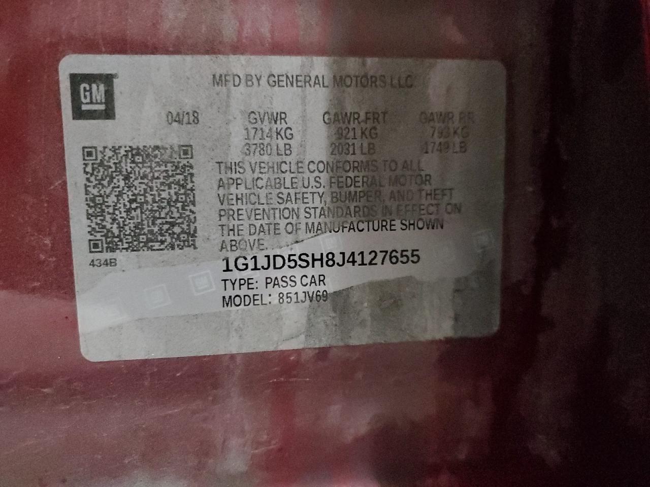2018 CHEVROLET SONIC