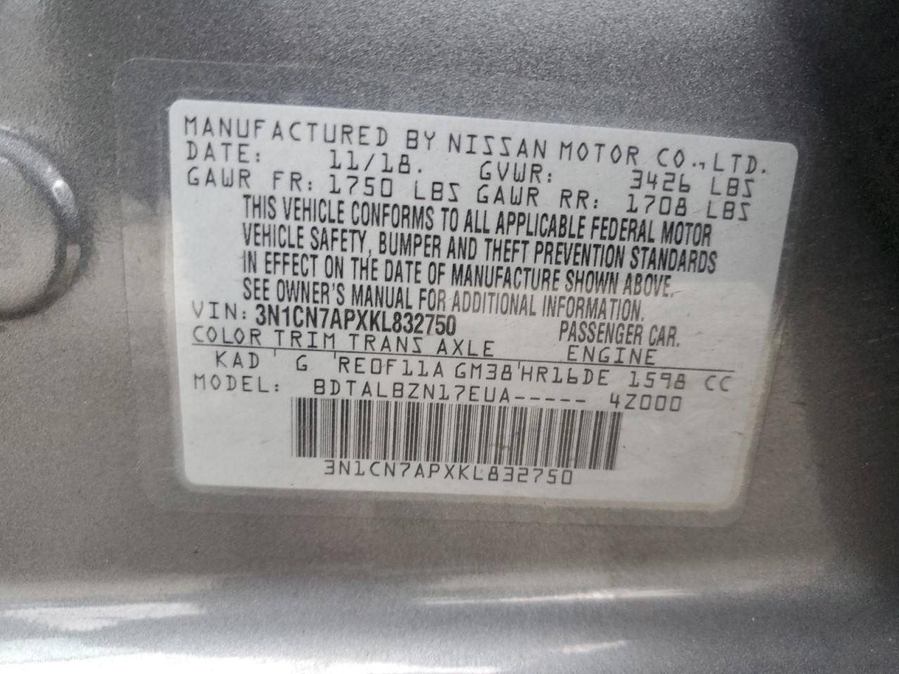 2019 NISSAN VERSA