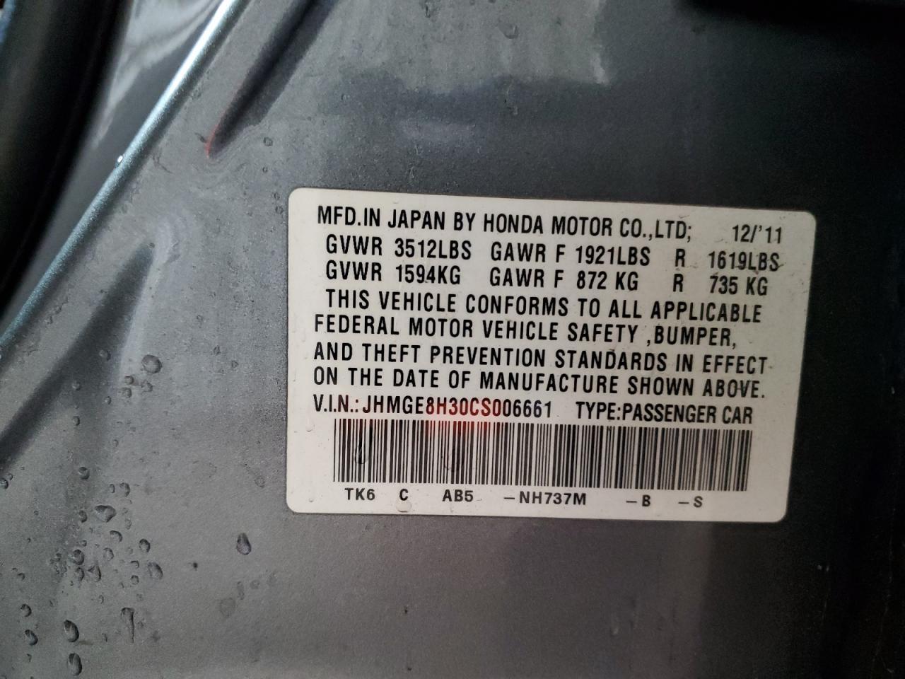 2012 HONDA FIT