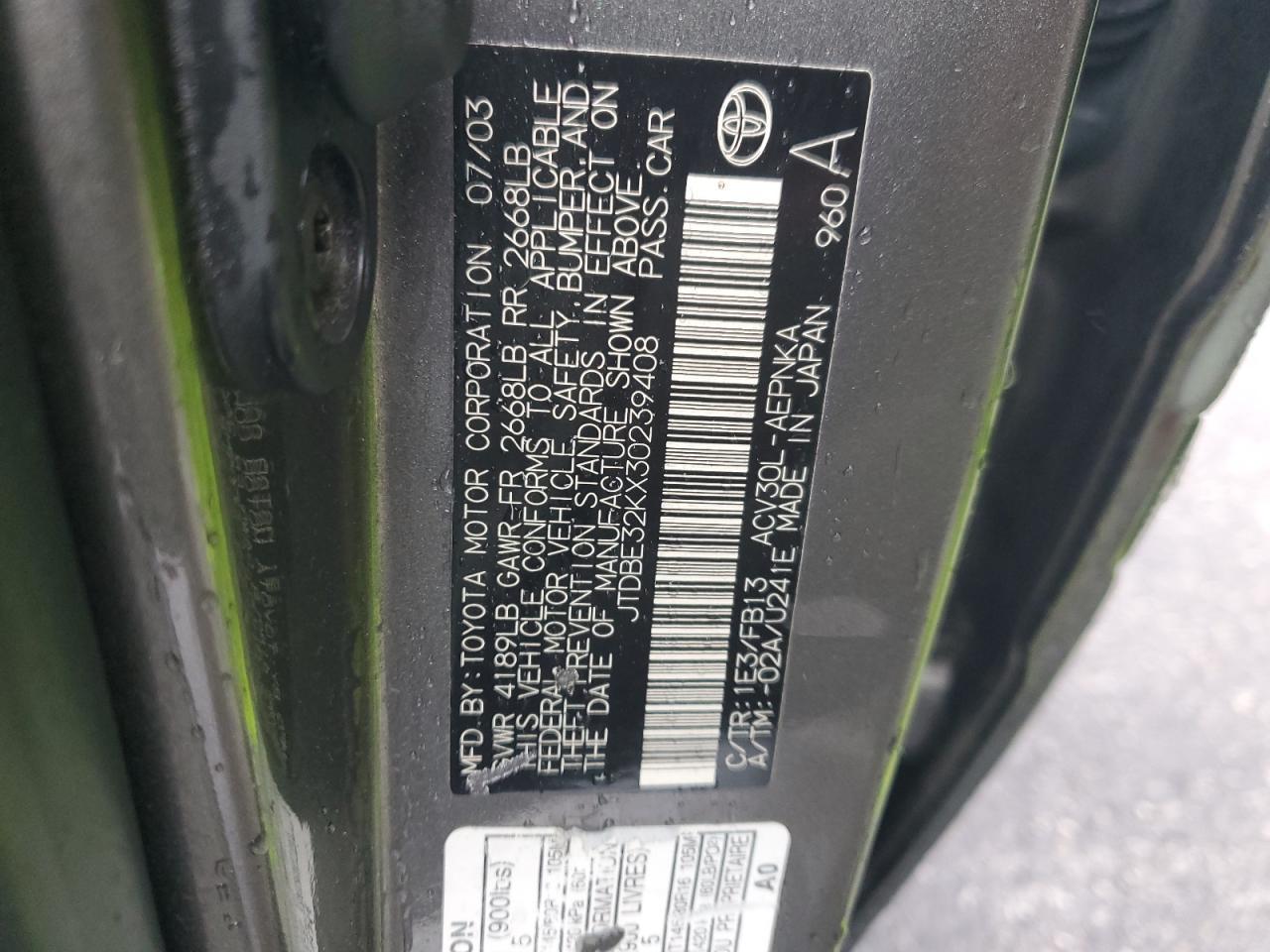 2003 TOYOTA CAMRY