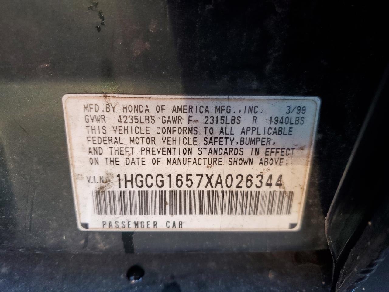 1999 HONDA ACCORD