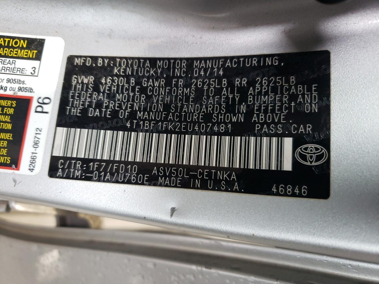 2014 TOYOTA CAMRY