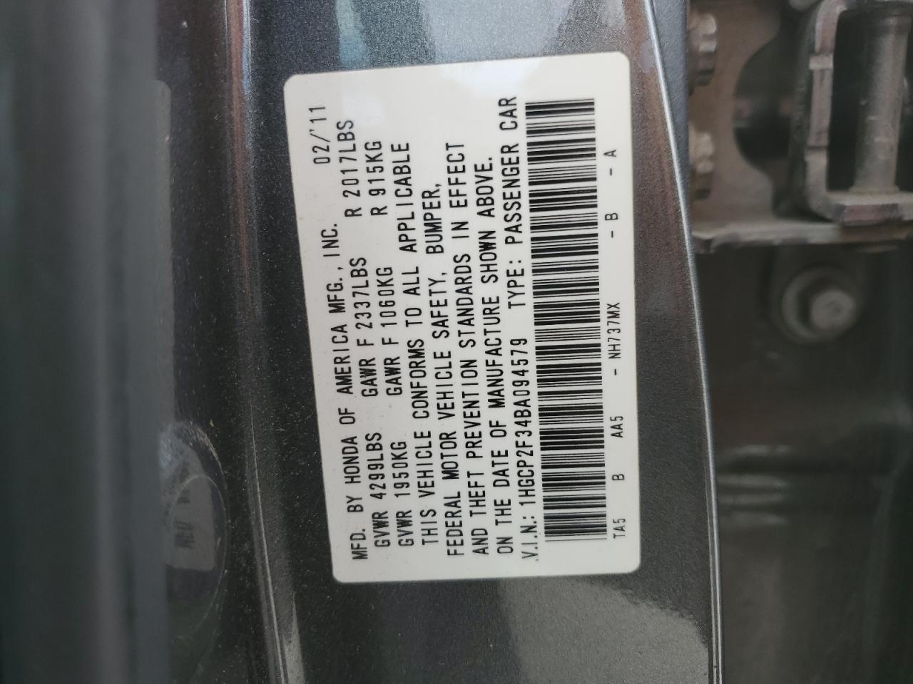 2011 HONDA ACCORD