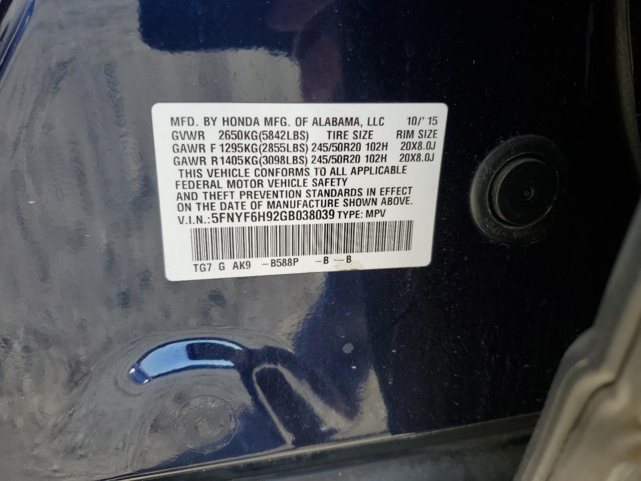 2016 HONDA PILOT