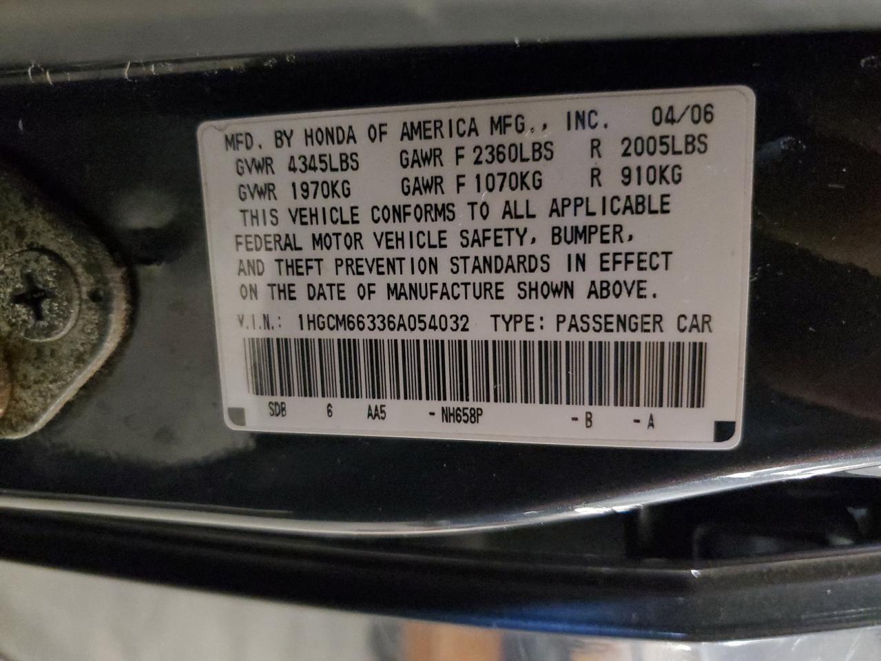 2006 HONDA ACCORD