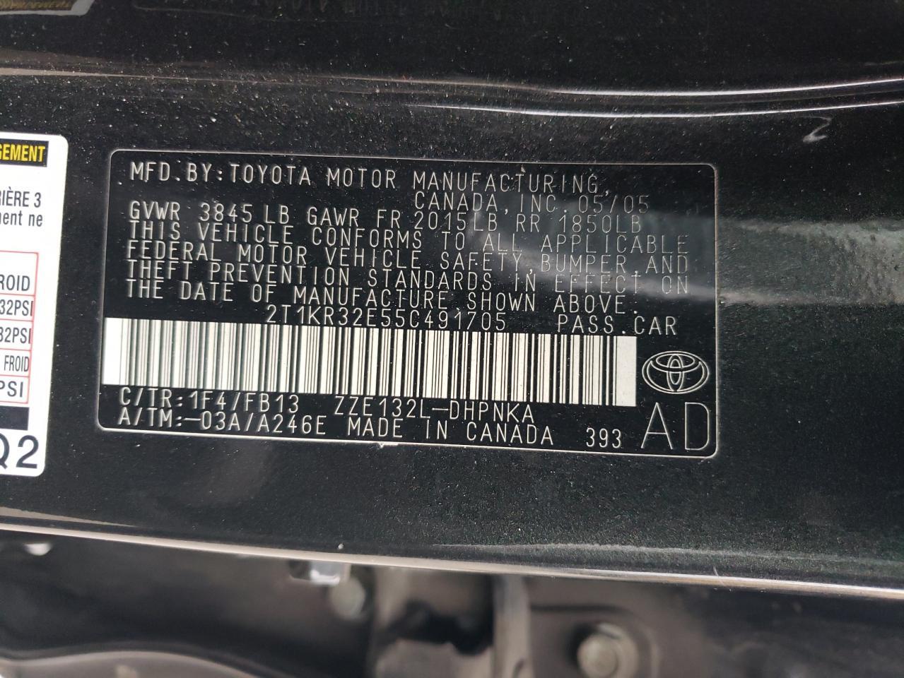2005 TOYOTA COROLLA
