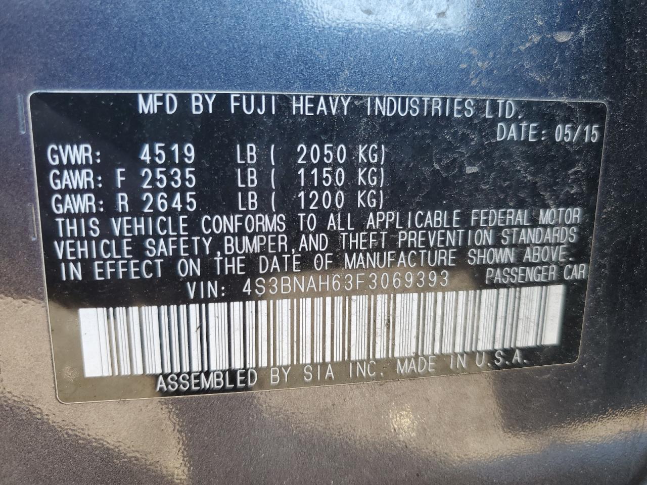 2015 SUBARU Legacy