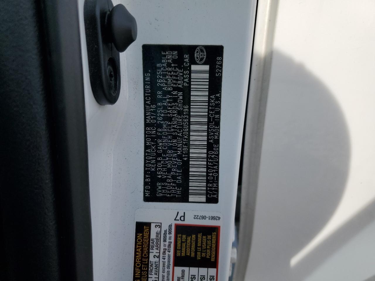 2016 TOYOTA CAMRY