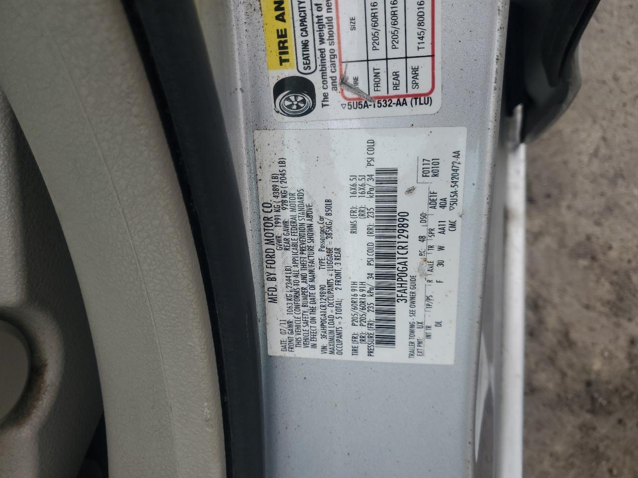 2012 FORD FUSION