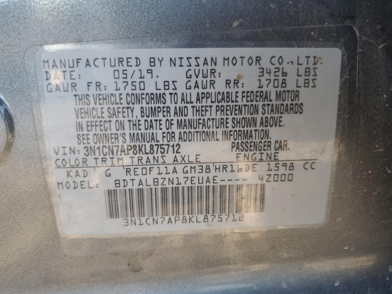 2019 NISSAN VERSA