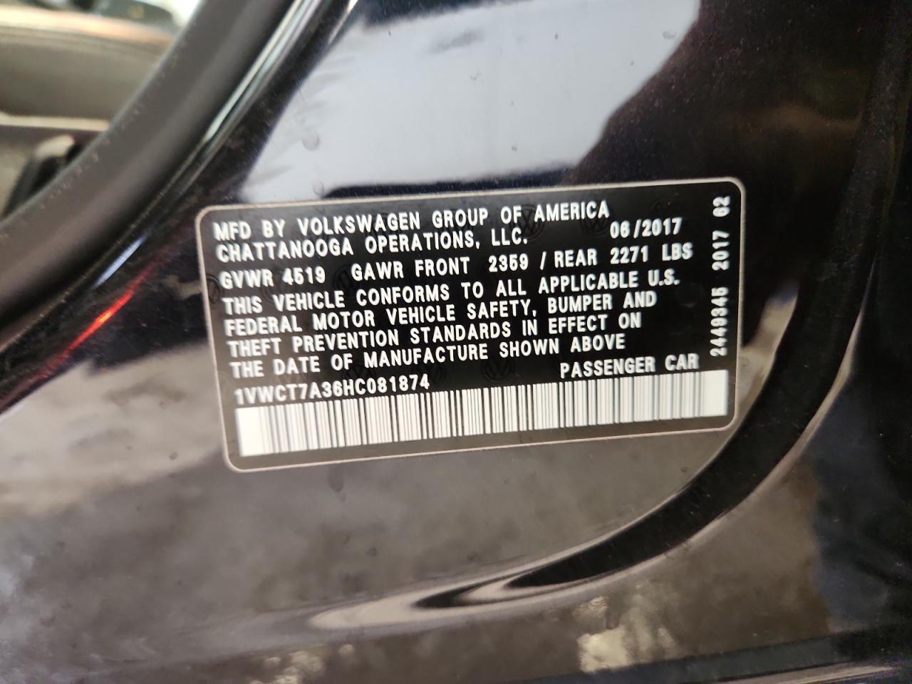 2017 VOLKSWAGEN Passat