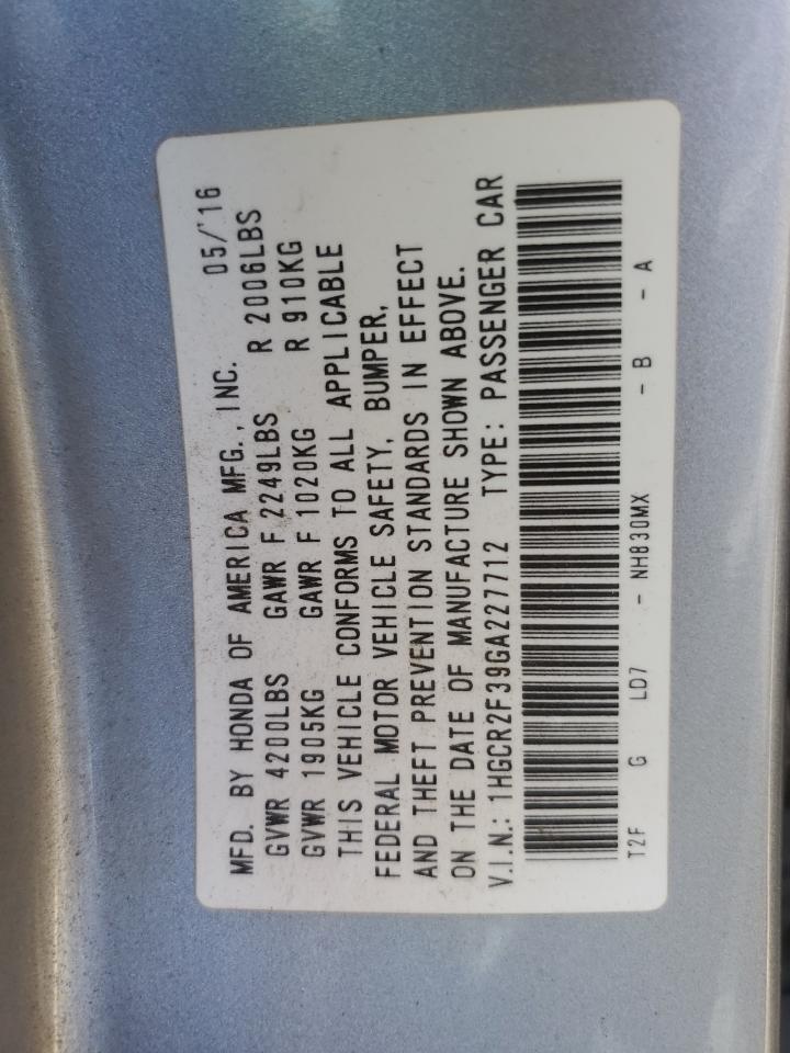 2016 HONDA ACCORD