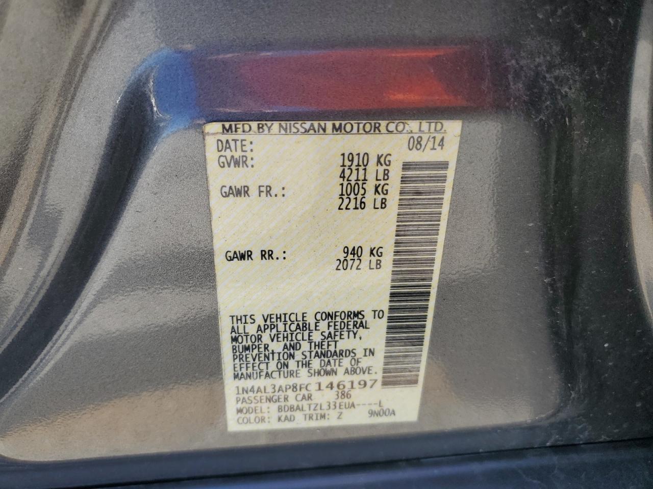 2015 NISSAN ALTIMA