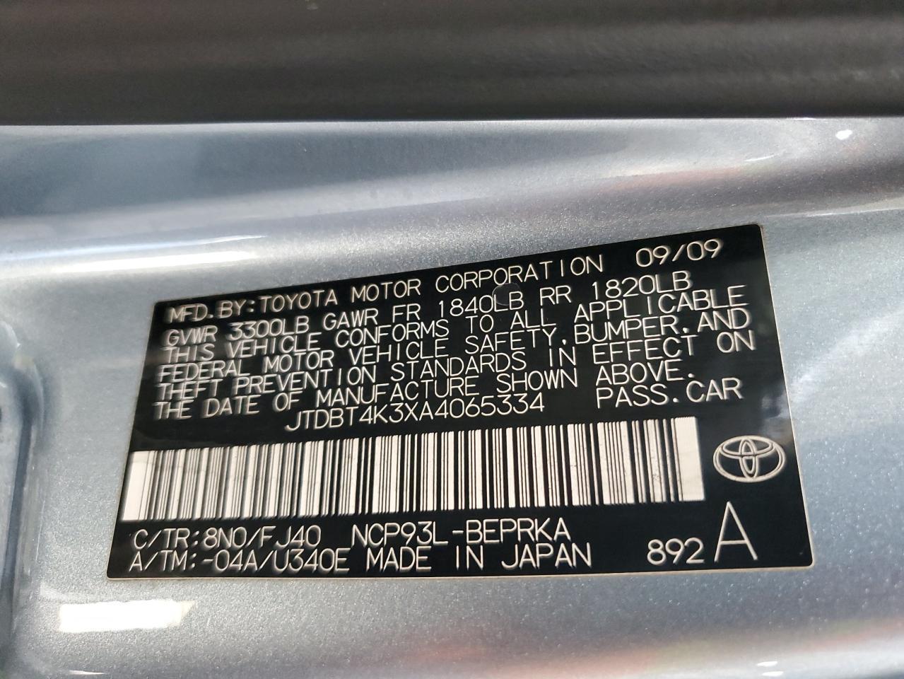 2010 TOYOTA YARIS