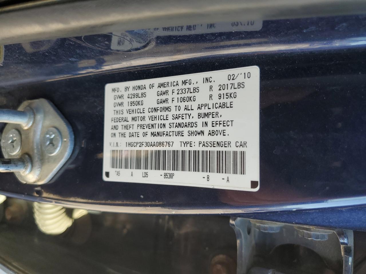 2010 HONDA ACCORD