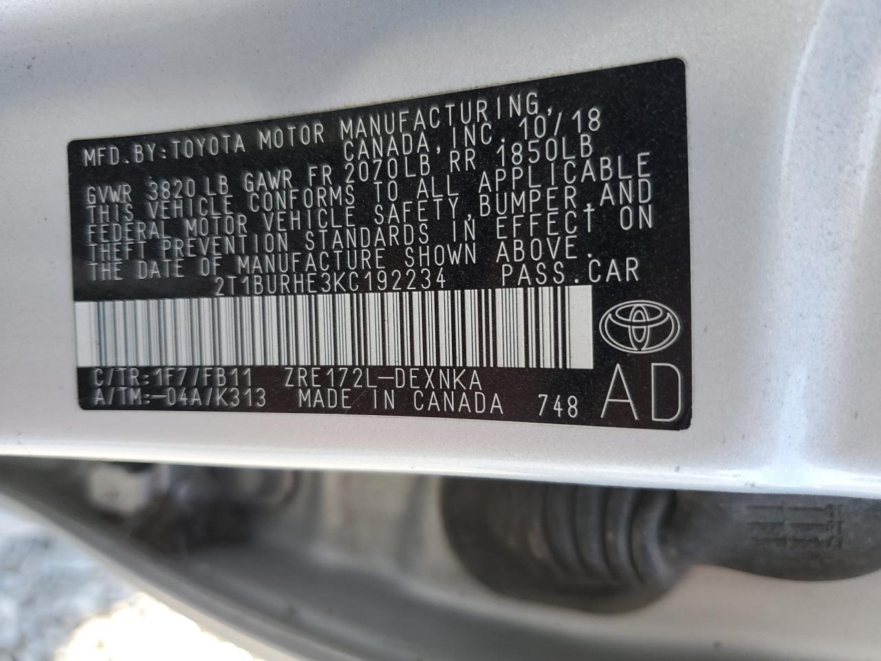 2019 TOYOTA COROLLA