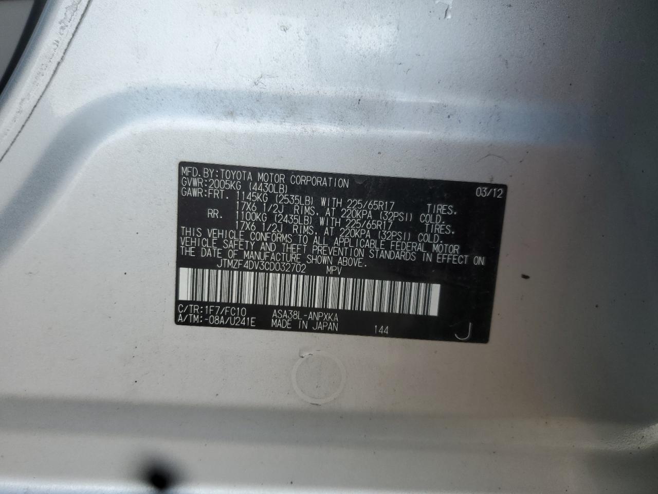 2012 TOYOTA RAV4