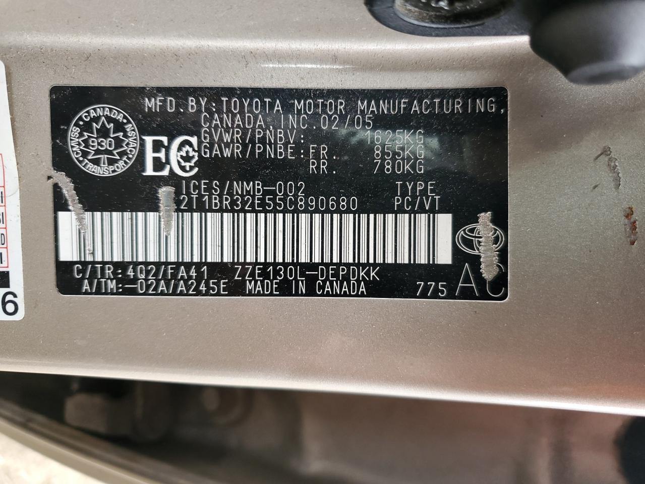 2005 TOYOTA COROLLA