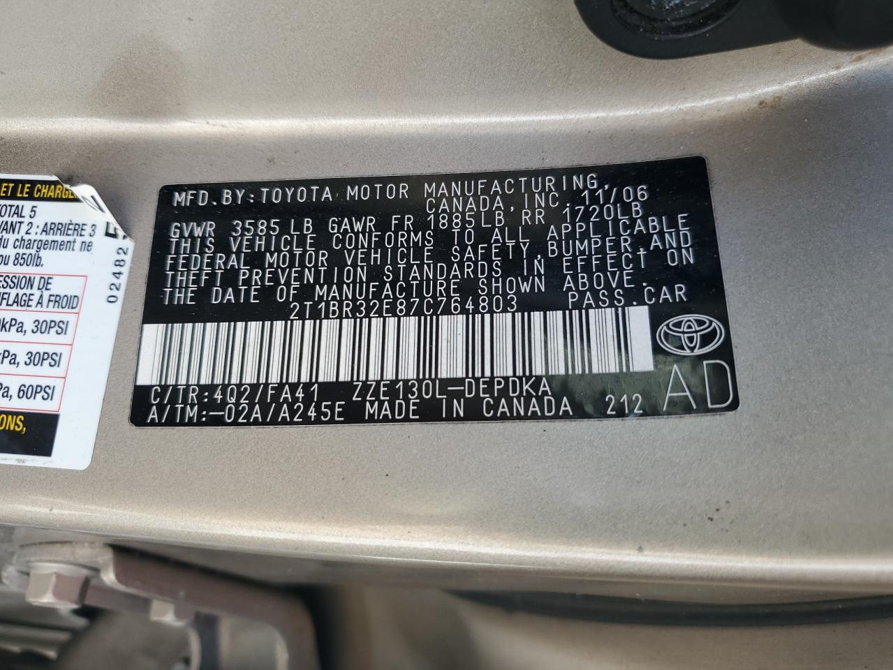2007 TOYOTA COROLLA