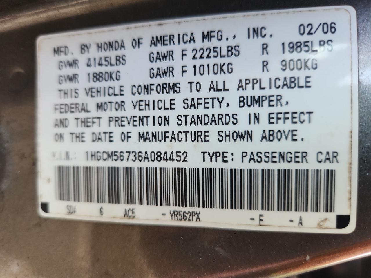 2006 HONDA ACCORD