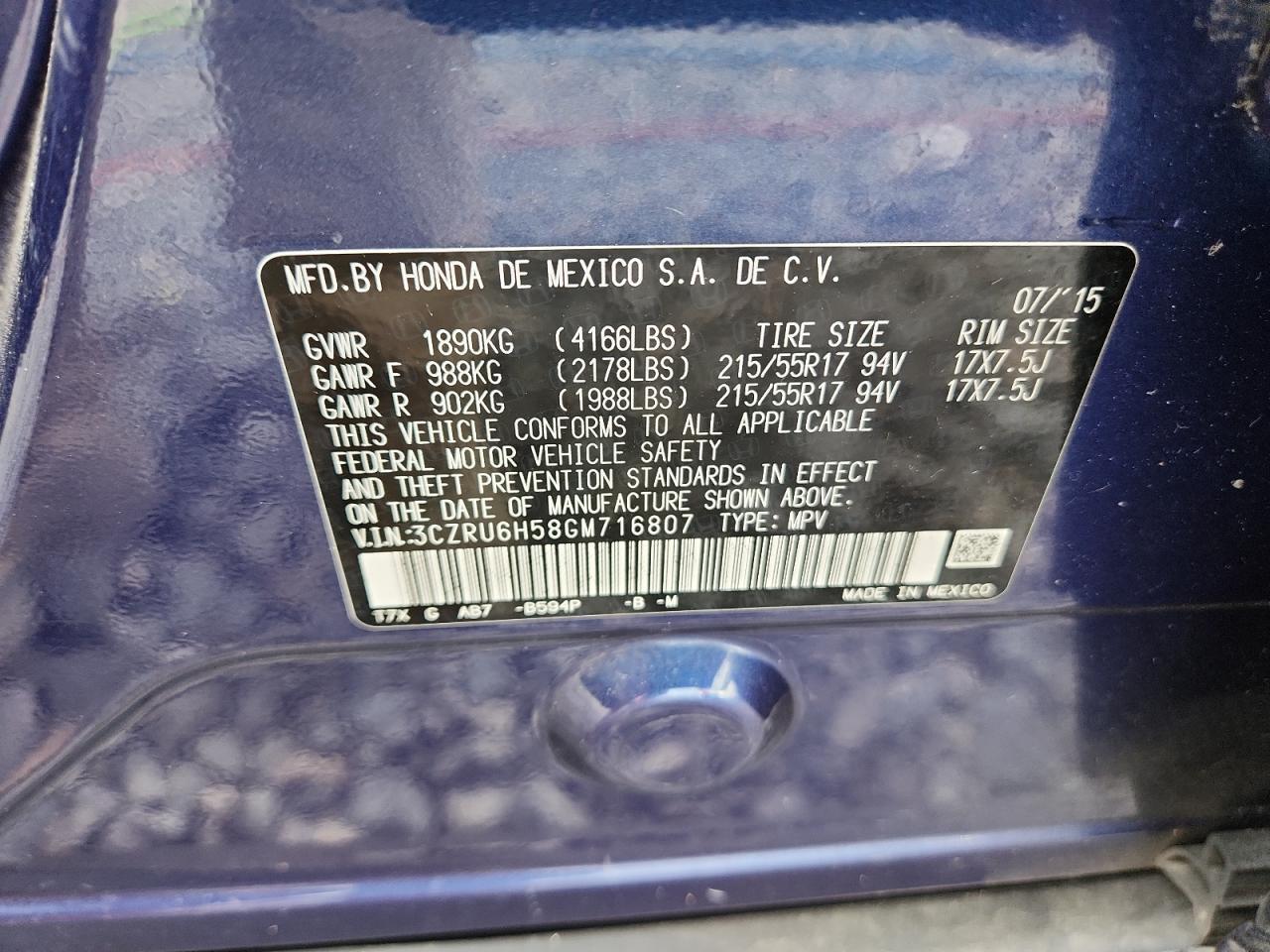 2016 HONDA HR-V