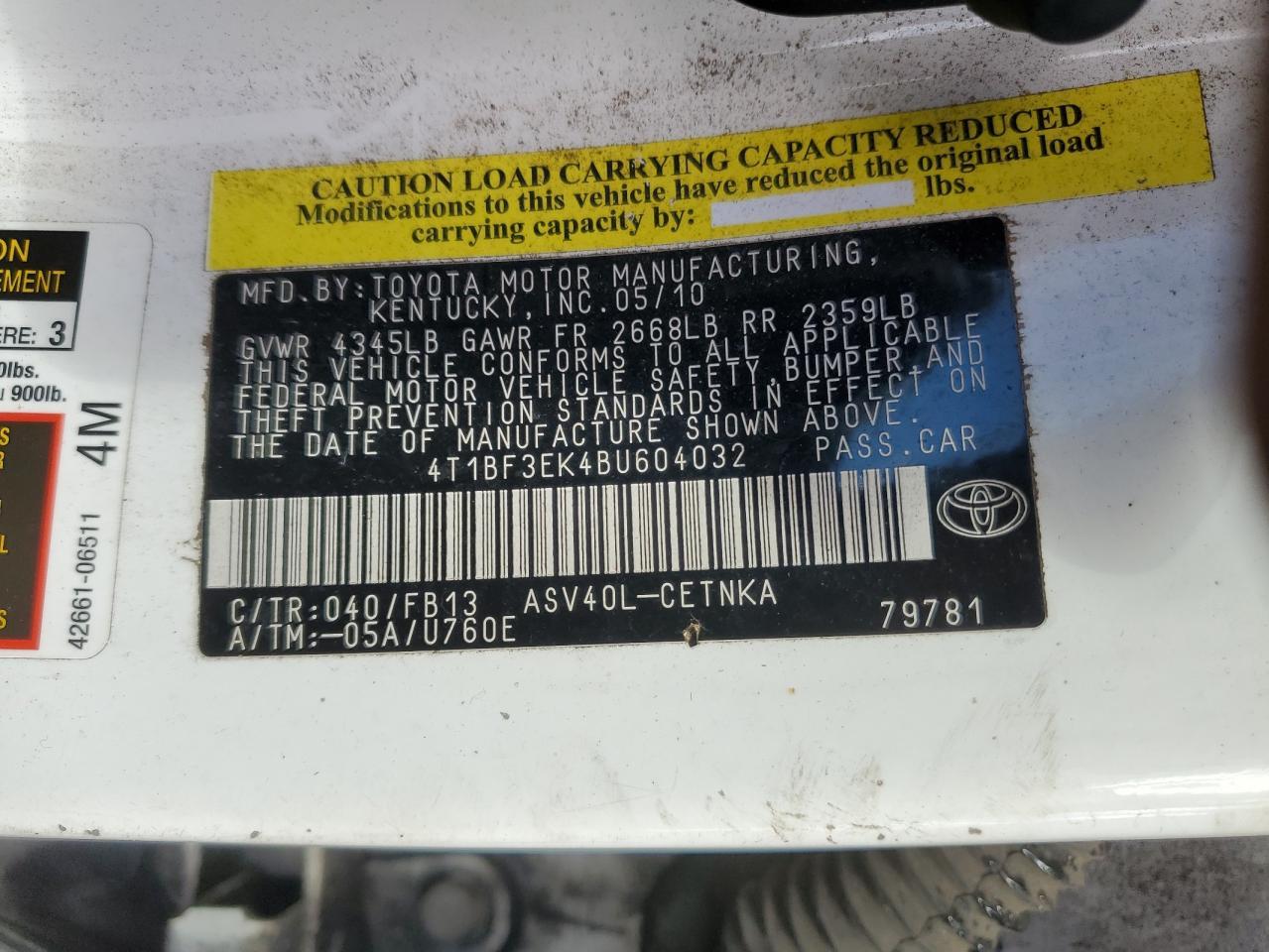 2011 TOYOTA CAMRY
