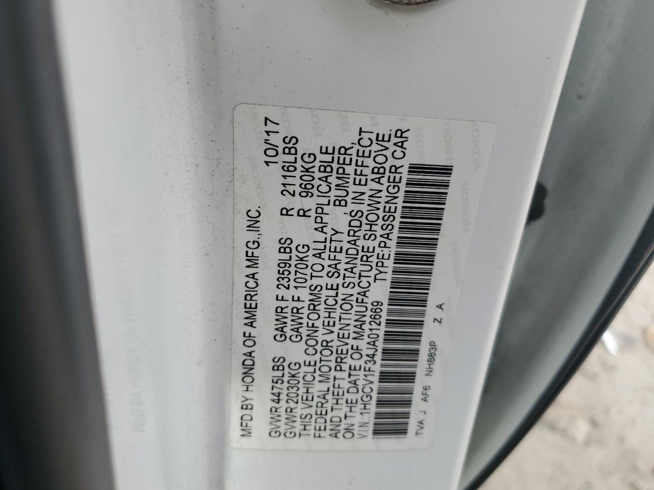 2018 HONDA ACCORD