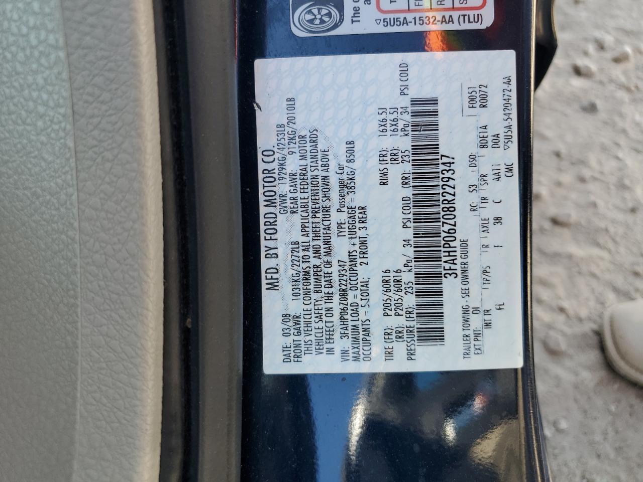 2008 FORD FUSION