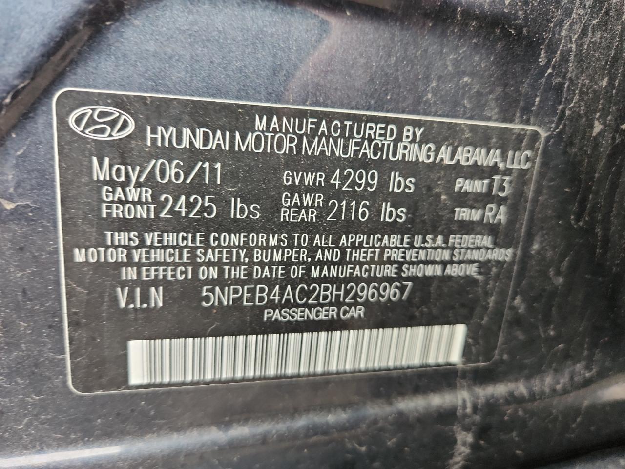 2011 HYUNDAI SONATA