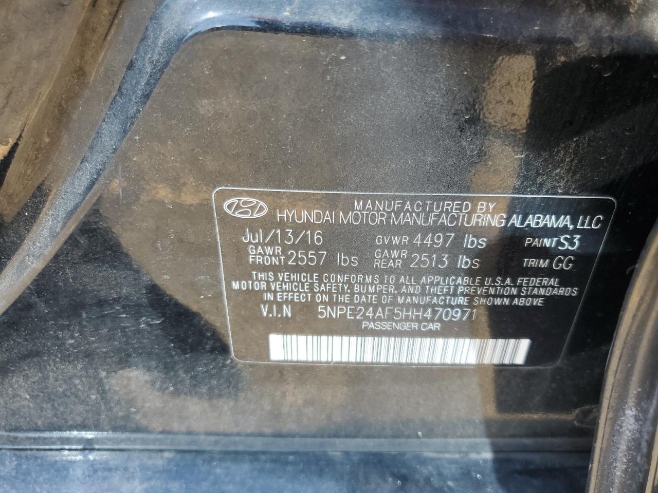 2017 HYUNDAI SONATA