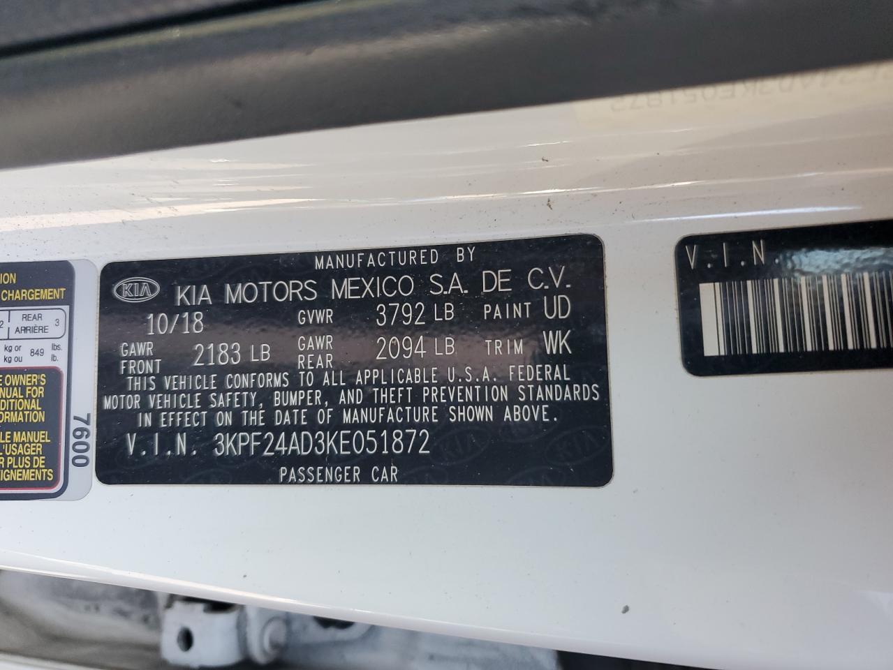 2019 KIA FORTE